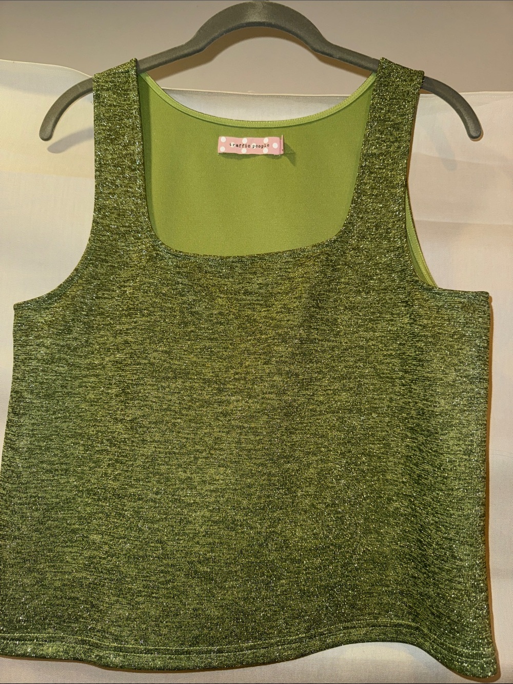 Traffic People Green Square Neck Tank Size L